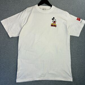 Vintage Mickey Mouse White T Shirt Mens Large Disney Deluxe Logo Graphic Tee